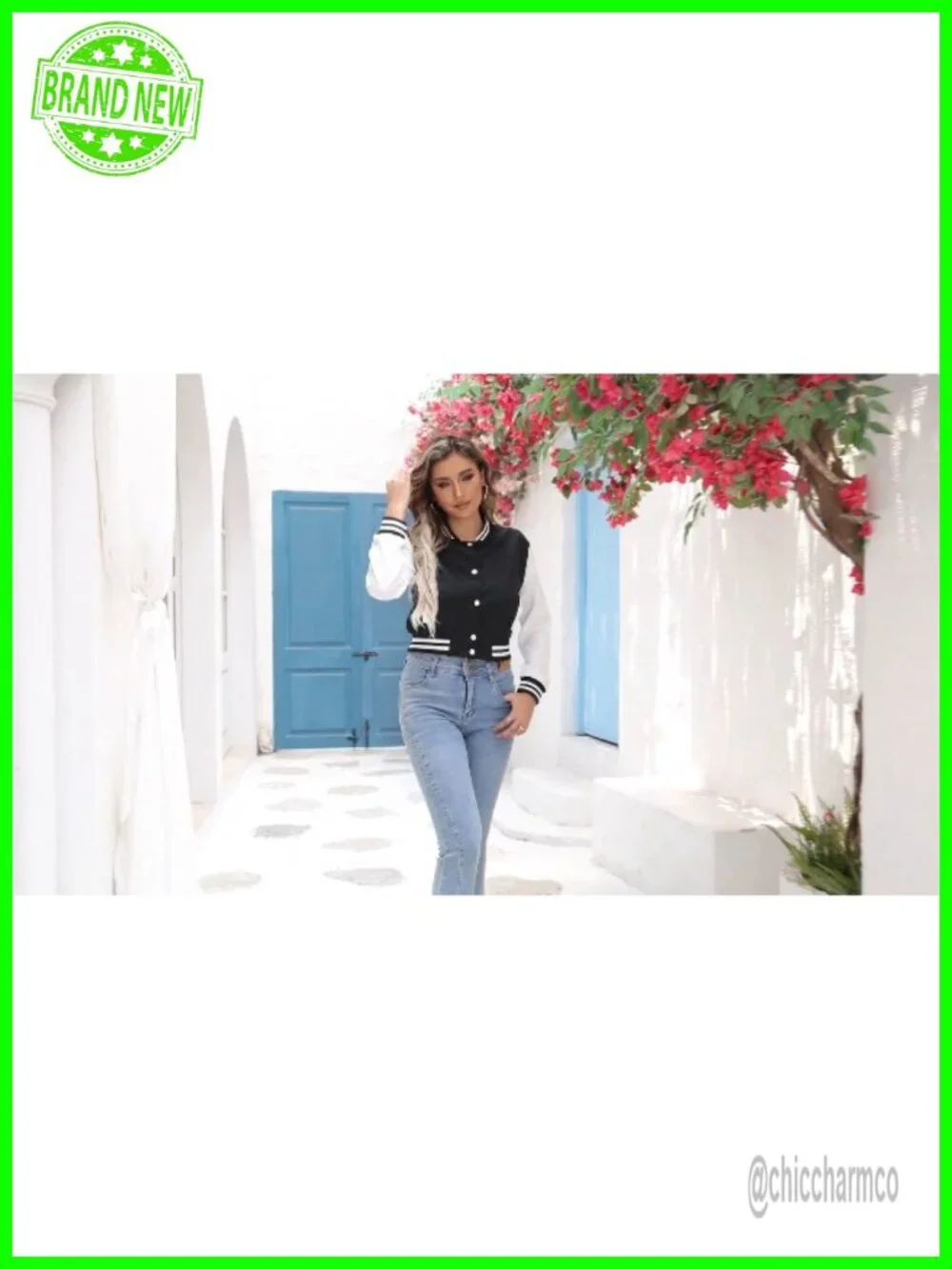 Cropped Bomber Jacket Varsity Button Down Baseball Coat Streetwear